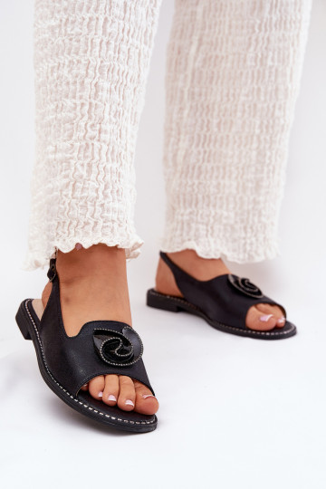 mit Glanz Damensandalen mit Ornamenten S.Barski KV51-006 schZuarze Farbe 2