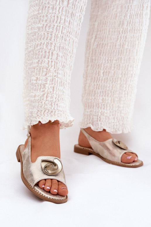 mit Glanz Damensandalen mit Ornamenten S.Barski KV51-006 goldene Farbe mit Glanz Damensandalen mit Ornamenten S.Barski KV51-006 goldene Farbe