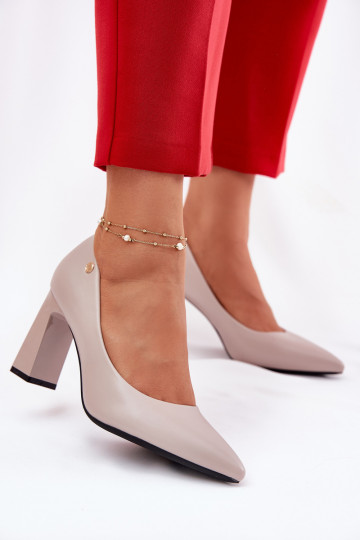 Eleganter Stil Schuhe Ermöglicht SłupkoZuym Obcasie Vinceza 62221 graue Farbe
