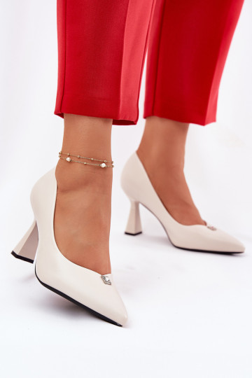 Eleganter Stil Schuhe Ermöglicht Rozszerzanej Szpilce Vinceza 62222 Beige 2
