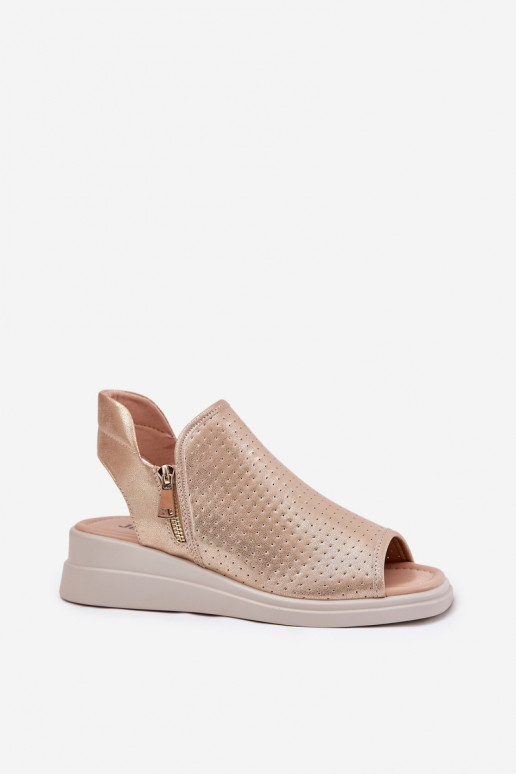 Damensandalen Auf einem Keil goldene Farbe Mevinette Damensandalen Auf einem Keil goldene Farbe Mevinette