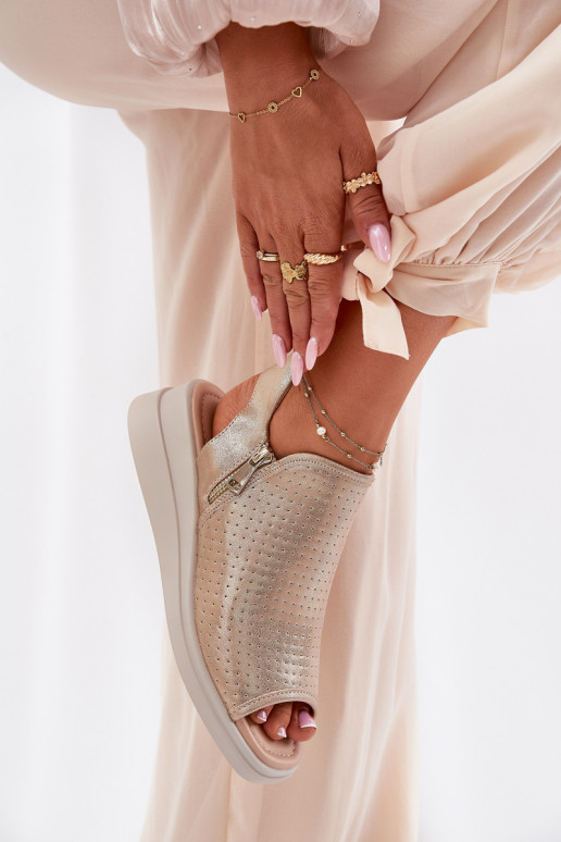 Damensandalen Auf einem Keil goldene Farbe Mevinette Damensandalen Auf einem Keil goldene Farbe Mevinette