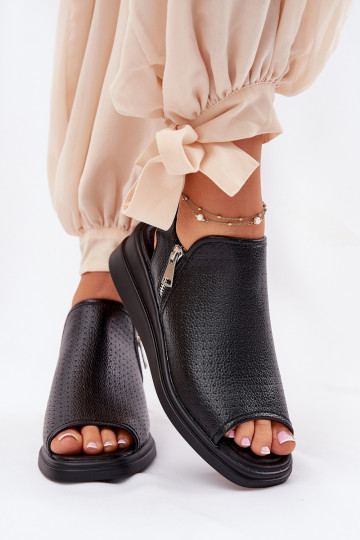 Damensandalen Auf einem Keil schZuarze Farbe Mevinette 2