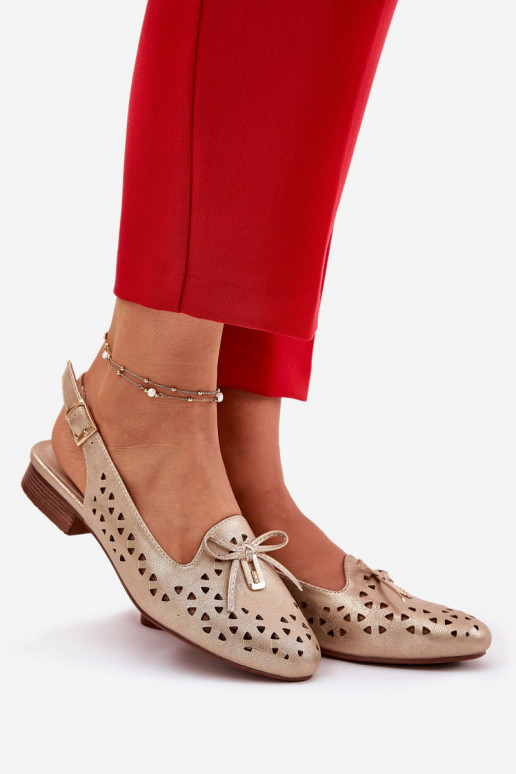 Durchbrochene Ballerinas mit offener Ferse goldene Farbe Ermöglichtvinnia Durchbrochene Ballerinas mit offener Ferse goldene Farbe Ermöglichtvinnia