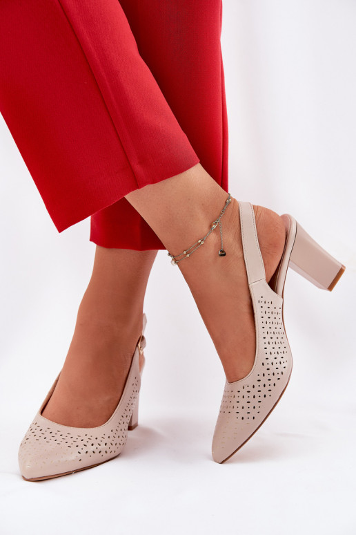 Durchbrochene Sandalen Ze Szpiczastymi Noskami mit Absätzen Sergio Leone SK163 Beige Durchbrochene Sandalen Ze Szpiczastymi Noskami mit Absätzen Sergio Leone SK163 Beige