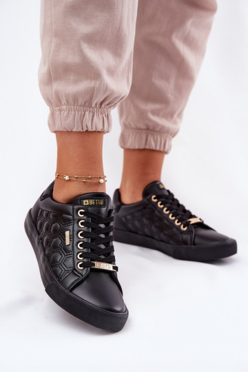 Freizeitschuhe aus Öko-Leder Big Star RR274323 schZuarze Farbe