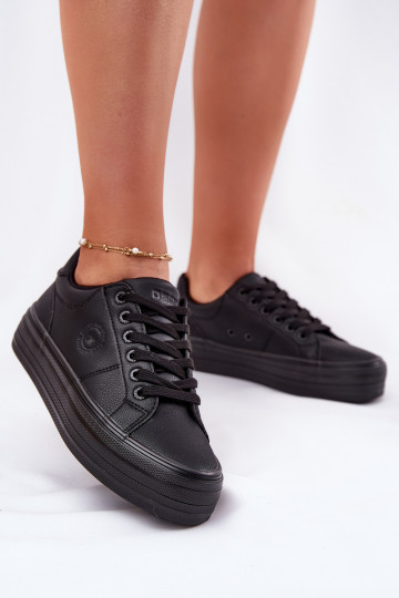Eko Haut Freizeitschuhe mit einer Plattform Big Star RR274299 schZuarze Farbe