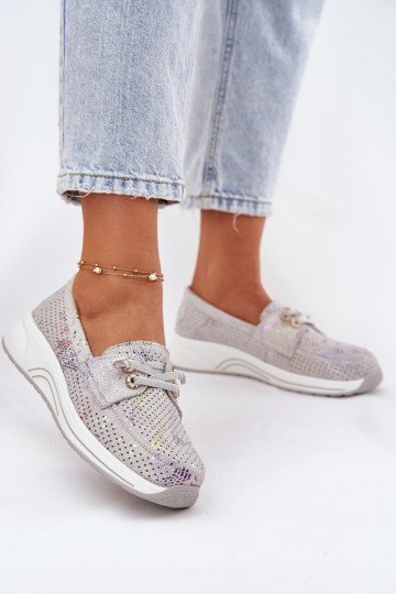 aus INildleder Schuhe Aus Ermöglichtturleder mit einer Plattform Artiker 56C2104 graue Farbe 2