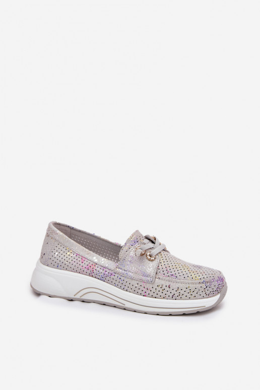 aus INildleder Schuhe Aus Ermöglichtturleder mit einer Plattform Artiker 56C2104 graue Farbe