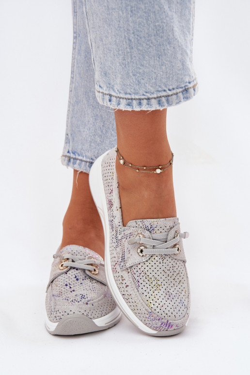 aus INildleder Schuhe Aus Ermöglichtturleder mit einer Plattform Artiker 56C2104 graue Farbe