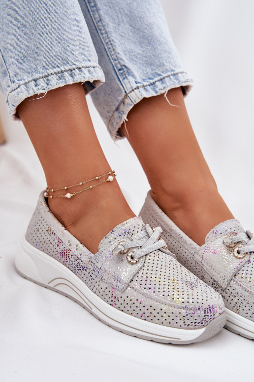 aus INildleder Schuhe Aus Ermöglichtturleder mit einer Plattform Artiker 56C2104 graue Farbe