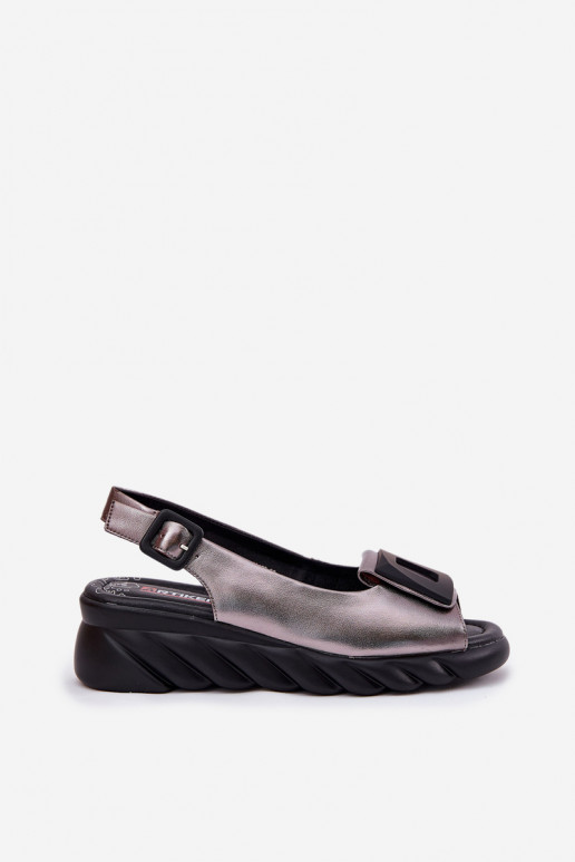 Damensandalen Feminin Auf einem Keil mit Dekoration Artiker 56C2158 graue Farbe Damensandalen Feminin Auf einem Keil mit Dekoration Artiker 56C2158 graue Farbe
