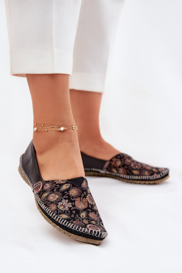 Haut Gemustert Ballerinas Es mussciejka T1929-71 schZuarze Farbe 2
