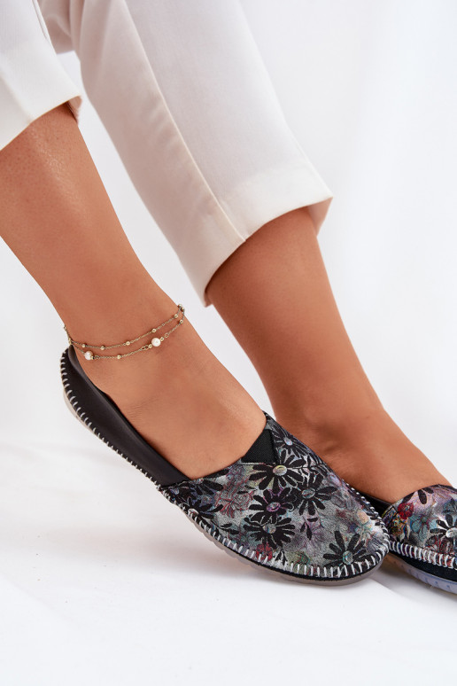 Ballerinas mit Schriften Es mussciejka T1930-39 schZuarze Farbe