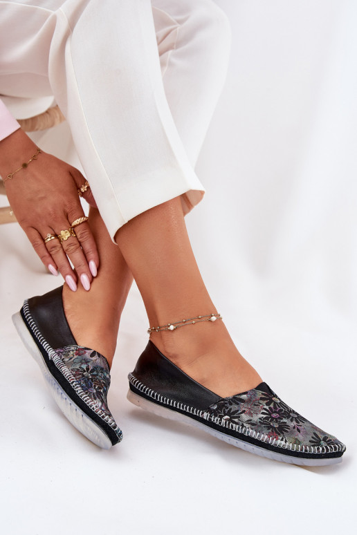 Ballerinas mit Schriften Es mussciejka T1930-39 schZuarze Farbe