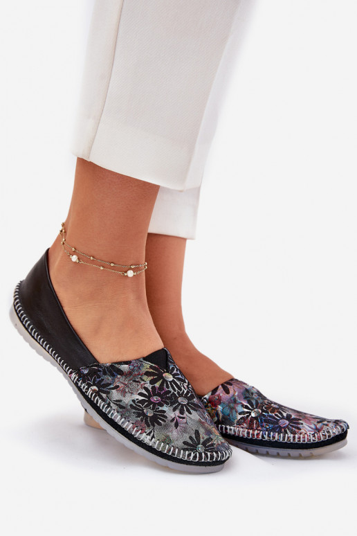 Ballerinas mit Schriften Es mussciejka T1930-39 schZuarze Farbe