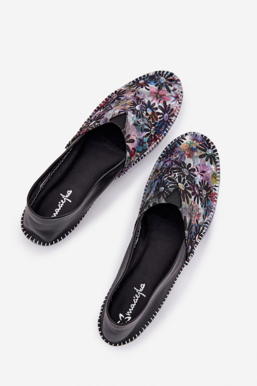 Ballerinas mit Schriften Es mussciejka T1930-39 schZuarze Farbe