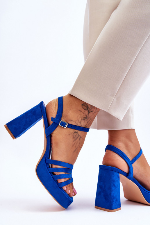 Feminin Elegante High Heels aus INildleder und Plattform blaue Farbe Verda