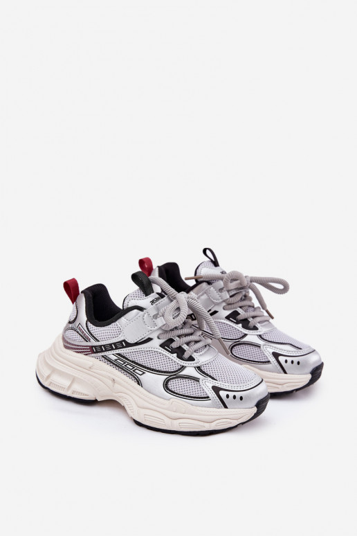 Sneakers Stilvollllschuhe Kindisch Auf dicker Sohle Silberfarbe Xairana