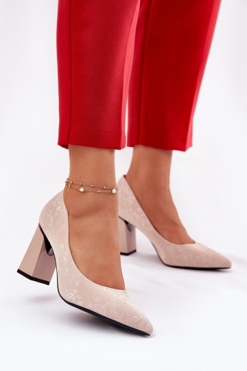 Eleganter Stil Schuhe mit Absätzen IN pinke Farbe Vinceza 62223 Beige 2