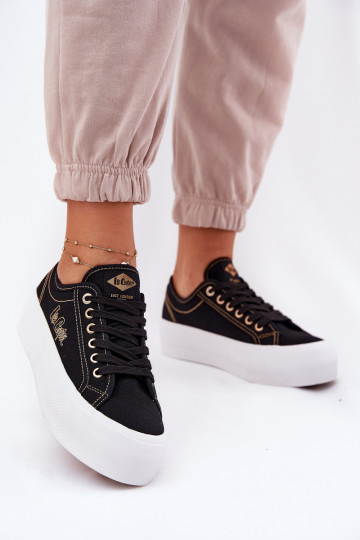 Textil-Sneaker mit einer Plattform Lee Cooper LCIN-25-31-3431L schZuarze Farbe 2
