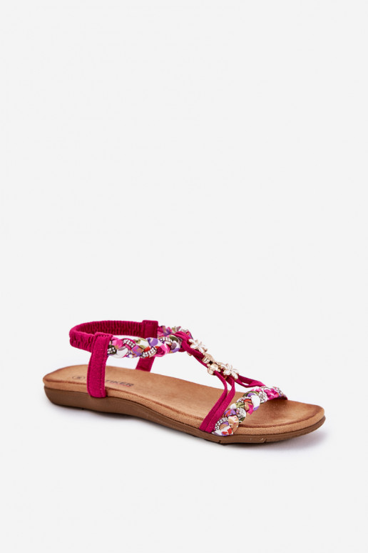 Flache Sandalen für Damen Z Plecionymi Paskami I Przypinkami Artiker 56C1314 pinke Farbe Flache Sandalen für Damen Z Plecionymi Paskami I Przypinkami Artiker 56C1314 pinke Farbe