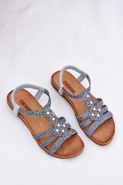 Sandalen Feminin gleichschenklig Z Plecionymi Paskami Artiker 56C1325 blaue Farbe Sandalen Feminin gleichschenklig Z Plecionymi Paskami Artiker 56C1325 blaue Farbe