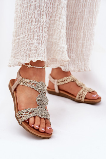 Flache Sandalen für Damen Z KoronkoZuym Ein Beispiel Artiker 56C1281 goldene Farbe 2