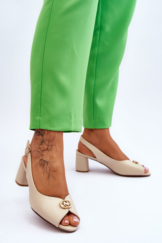 Modisch Haut Sandalen mit hohen Absätzen Beige Hette Modisch Haut Sandalen mit hohen Absätzen Beige Hette