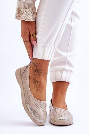 Haut Feminin Durchbrochene Ballerinas Beige Lucy