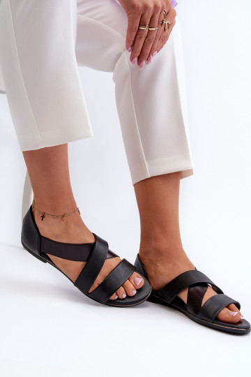 Ledersandalen mit Quaste schZuarze Farbe Apulia 2