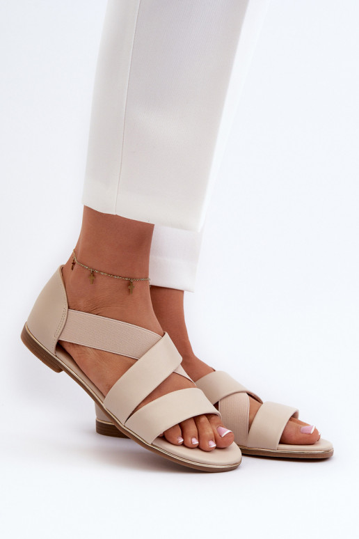 Ledersandalen mit Quaste Beige Apulia