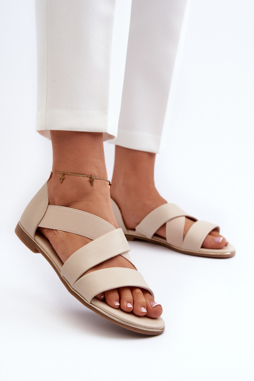 Ledersandalen mit Quaste Beige Apulia