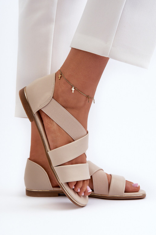 Ledersandalen mit Quaste Beige Apulia