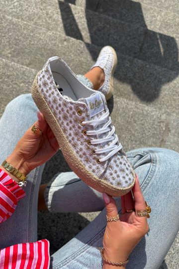 Gemustert Freizeitschuhe mit einer Plattform Mit Zopf Lee Cooper LCIN-25-08-3648L INeiß-goldene Farbe