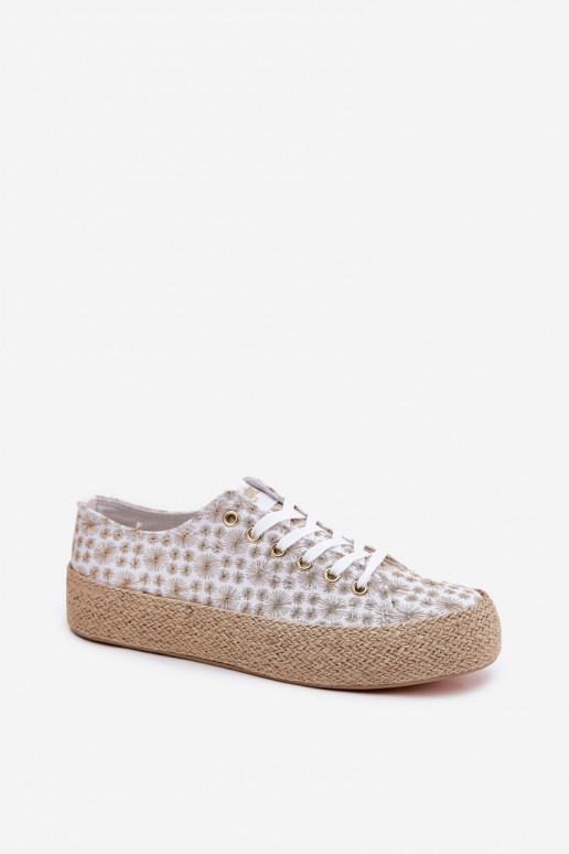 Gemustert Freizeitschuhe mit einer Plattform Mit Zopf Lee Cooper LCIN-25-08-3648L INeiß-goldene Farbe Gemustert Freizeitschuhe mit einer Plattform Mit Zopf Lee Cooper LCIN-25-08-3648L INeiß-goldene Farbe