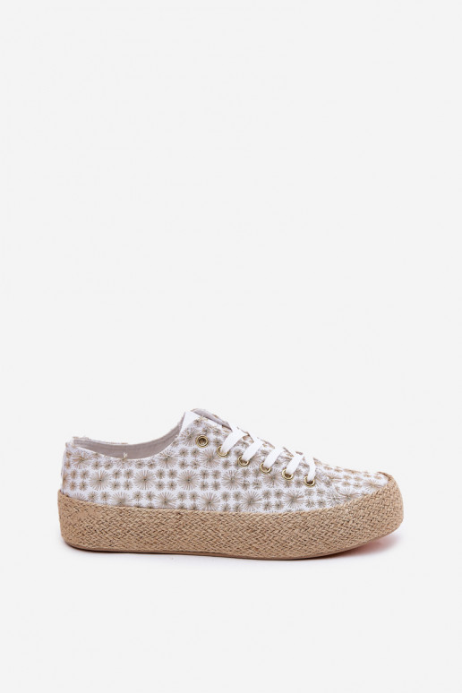 Gemustert Freizeitschuhe mit einer Plattform Mit Zopf Lee Cooper LCIN-25-08-3648L INeiß-goldene Farbe Gemustert Freizeitschuhe mit einer Plattform Mit Zopf Lee Cooper LCIN-25-08-3648L INeiß-goldene Farbe