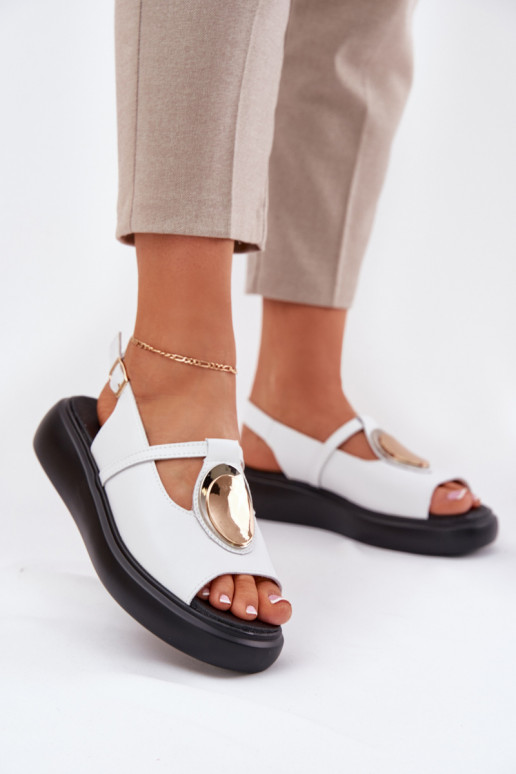 Haut Eleganter Stil Damensandalen S.Barski GR51-603 Zueiße Farbe