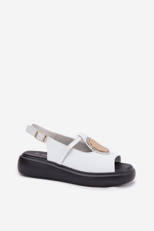 Haut Eleganter Stil Damensandalen S.Barski GR51-603 Zueiße Farbe