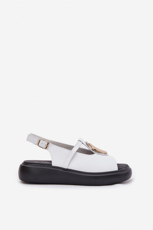 Haut Eleganter Stil Damensandalen S.Barski GR51-603 Zueiße Farbe