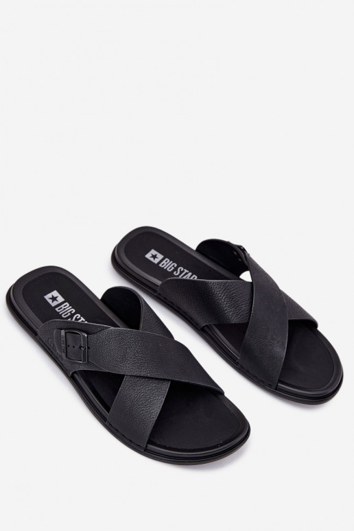 Lederhausschuhe Männlich mit Schnallen Big Star RR174076 schZuarze Farbe Lederhausschuhe Männlich mit Schnallen Big Star RR174076 schZuarze Farbe