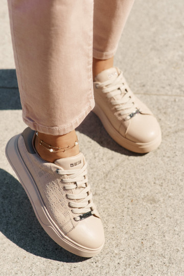 Sneakers Stilvollllschuhe Feminin aus Öko-Leder Big Star RR274259 Beige