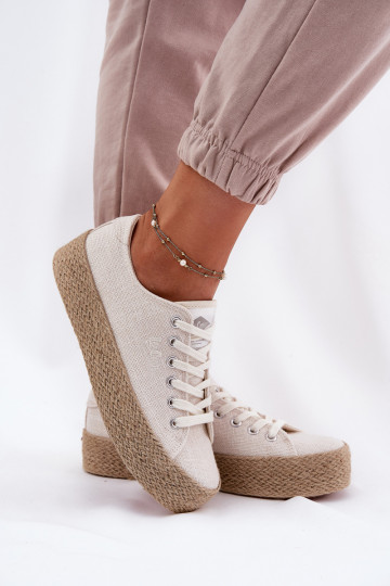 Freizeitschuhe mit einer Plattform Mit Zopf Lee Cooper LCIN-25-02-3284 elfenbeinfarbe 2