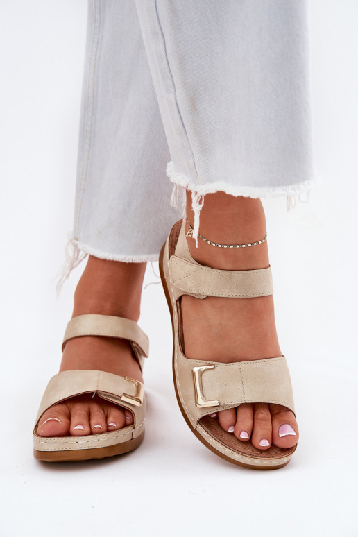 Bequeme Damensandalen Auf einem Keil Beige Sadevale