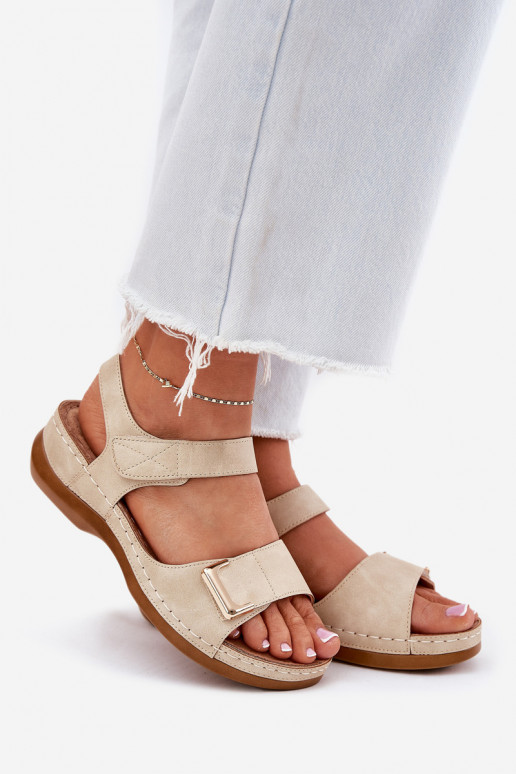 Bequeme Damensandalen Auf einem Keil Beige Sadevale