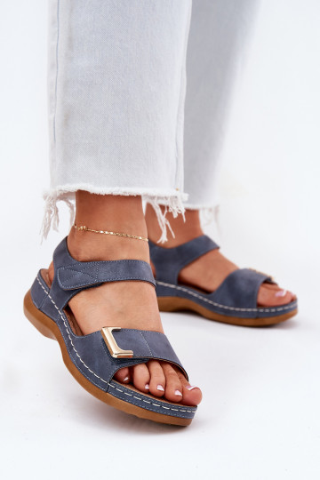 Bequeme Damensandalen Auf einem Keil blaue Farbe Sadevale 2