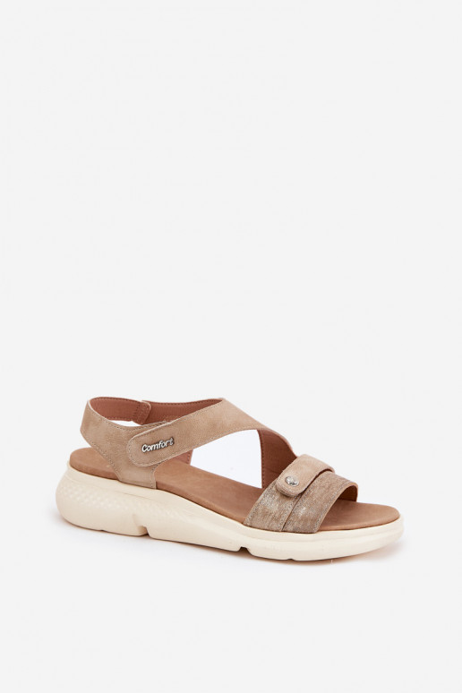 Damensandalen Auf einem Keil Beige Es mussroriella