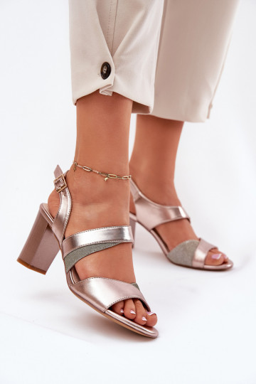 Damen-Sandalen mit hohen Absätzen Sergio Leone SK866 roségoldene Farbe