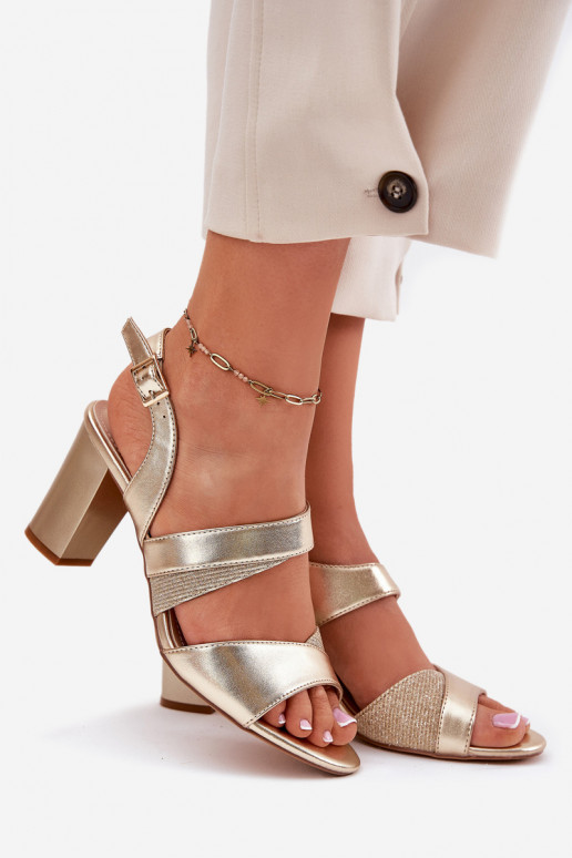 Damen-Sandalen mit hohen Absätzen Sergio Leone SK866 goldene Farbe