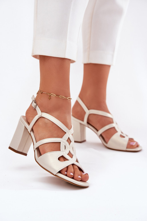 Feminin Sandalen mit hohen Absätzen Aufzeichnen Sergio Leone SK884 Perlmutt